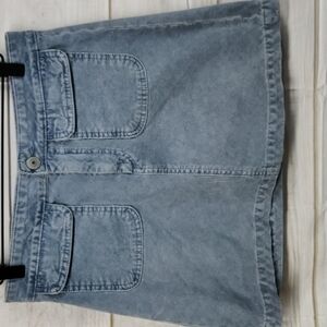 American Eagle Super Stretch Light Blue Corduroy Mini Skirt Size 4 Long